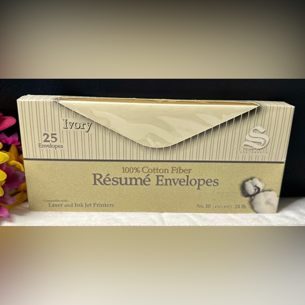 New Southworth 25 Count Ivory No.10 RESUMÉ ENVELOPES 100% Cotton Fiber 24lb